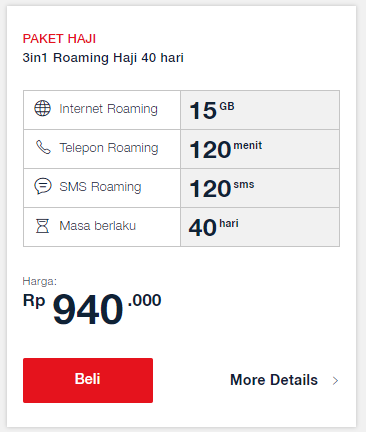 Paket Haji Telkomsel: 3in1 Roaming Haji 40 hari