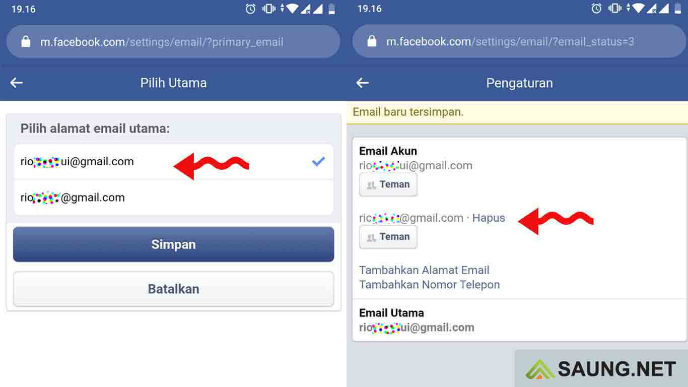 cara mengubah alamat email facebook