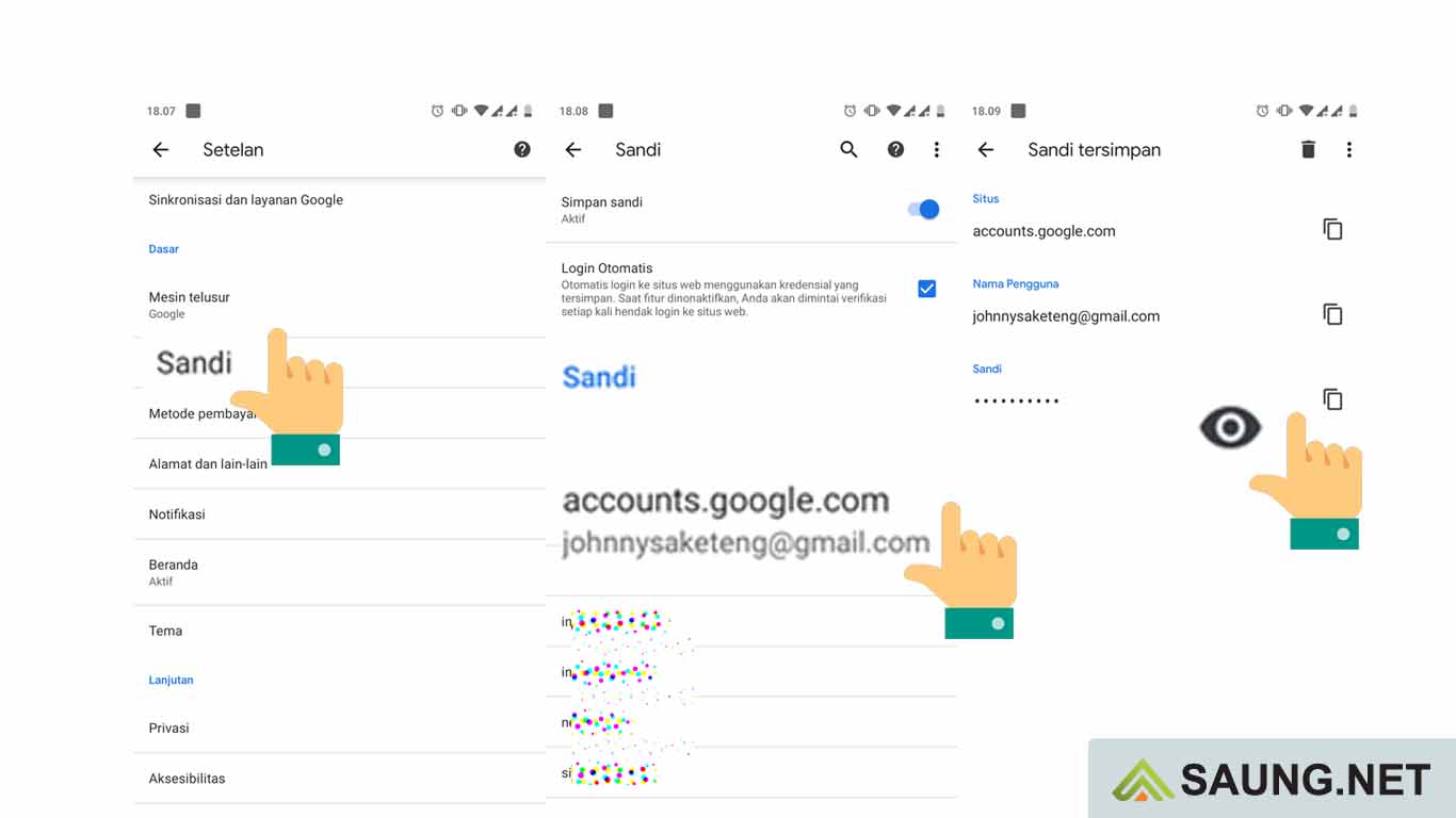 cara melihat password gmail di android